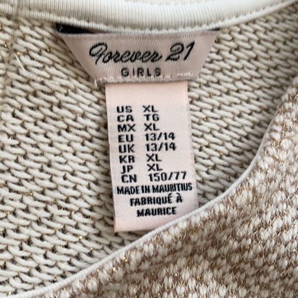 ~Forever 21~ Girl’s XL Gold Threaded Cream & Beige Top - Picture 5 of 6